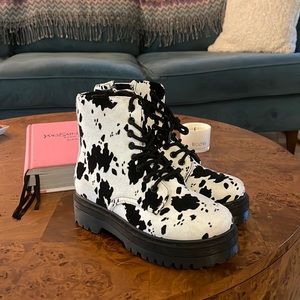 Never Worn Cow Print Combat Boots!